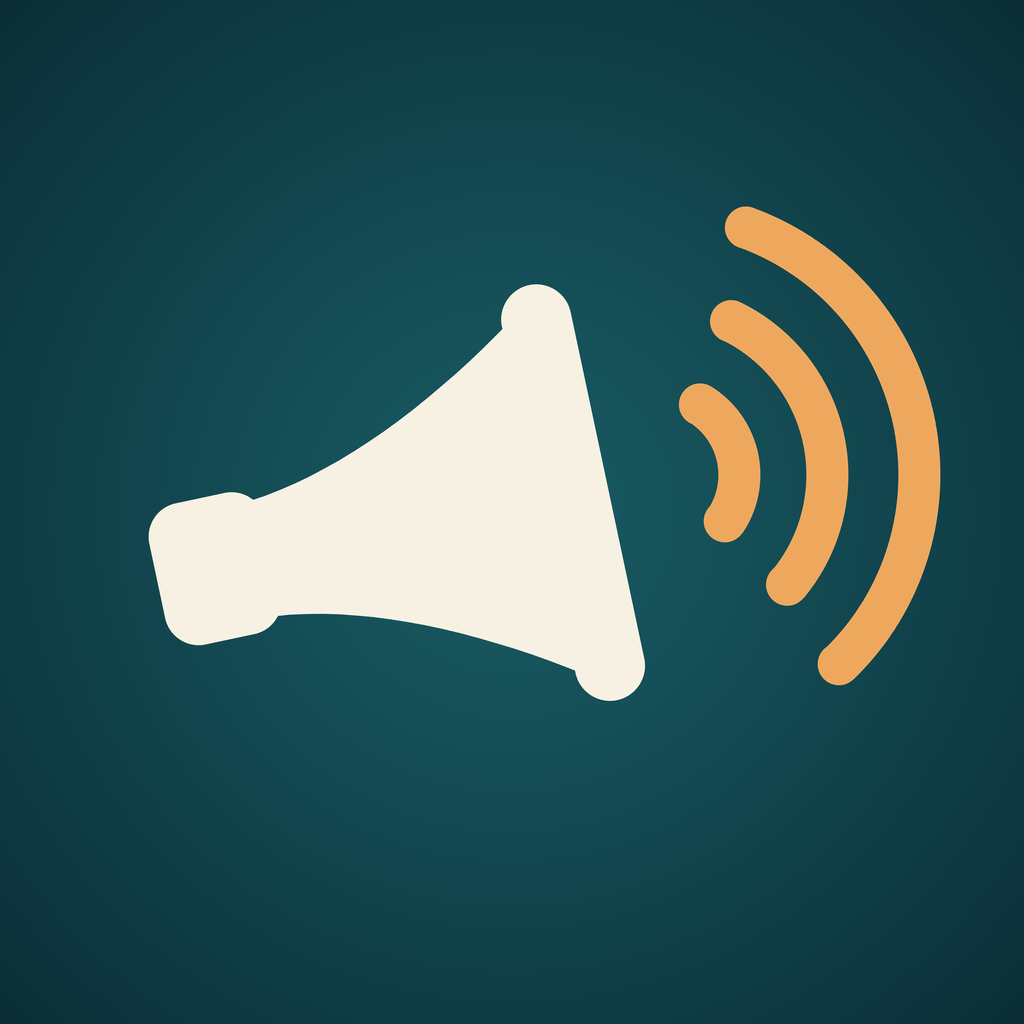Foghorn app icon: a cream megaphone with amber sound waves on a deep teal background