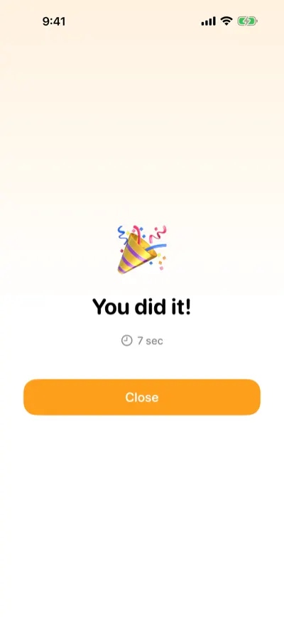 Completion screen reading "You did it!"
